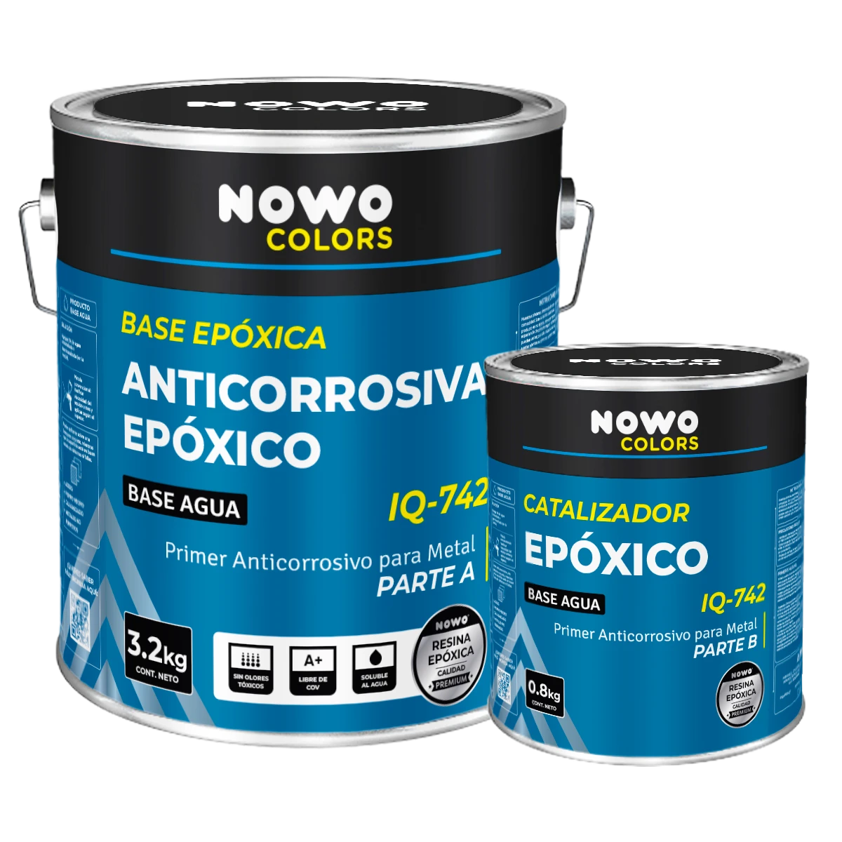 Anticorrosivo Epoxico IQ-742 - Base Anticorrosiva para Metales - Nowo Colors - Kit x 4L
