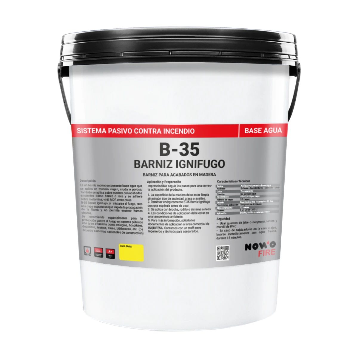 Barniz Ignífugo B-35 - Para Muebles y Suelos de Madera - Nowo Fire - 20L