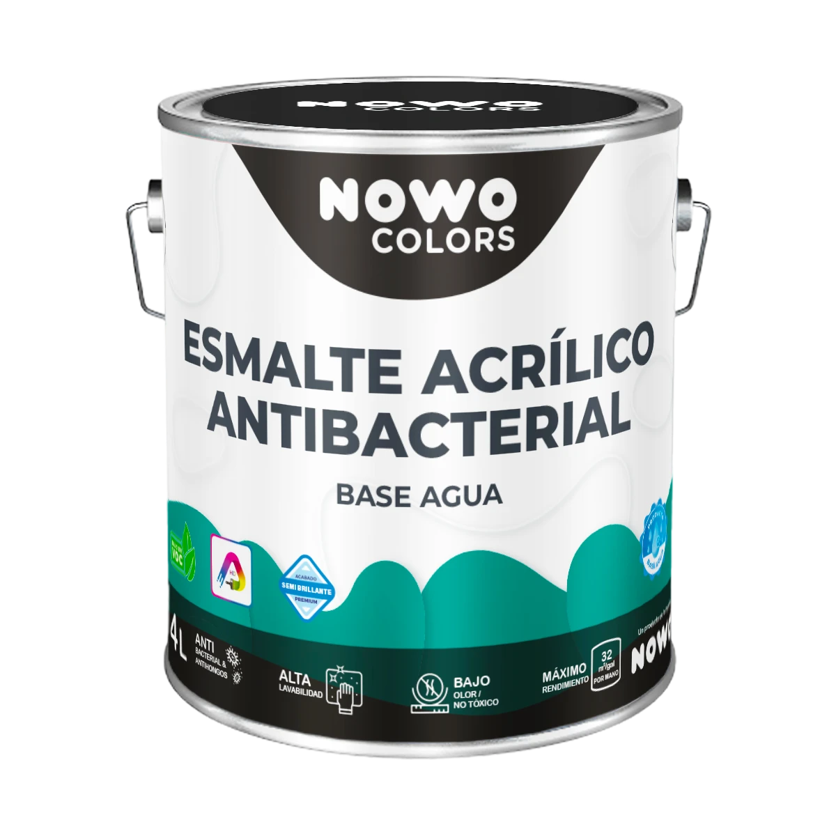 Esmalte Acrílico Antibacterial Grado Hospitalario Base Agua - Nowo Colors - 4L