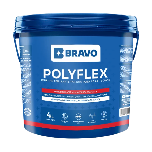 Impermeabilizante Poliuretano para Techos - Polyflex - Gris - 4L
