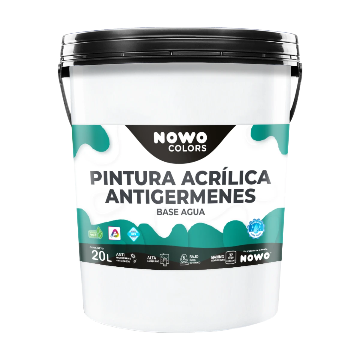 Pintura Acrílica Antigérmenes Base Agua - Nowo Colors - 20L