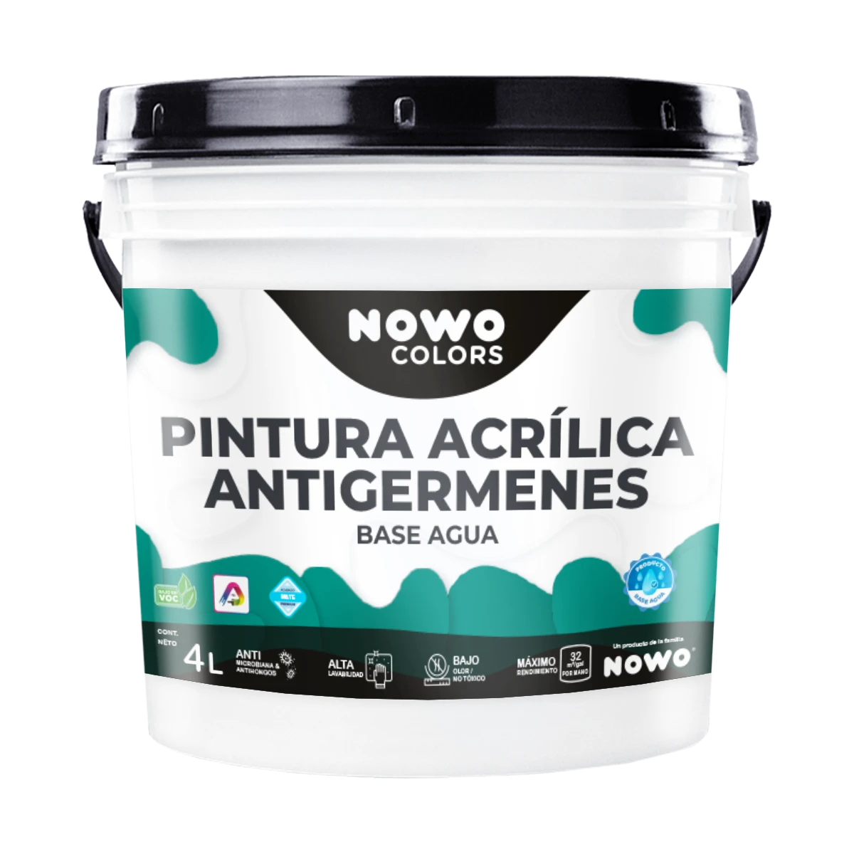 Pintura Acrílica Antigérmenes Base Agua - Nowo Colors - 4L