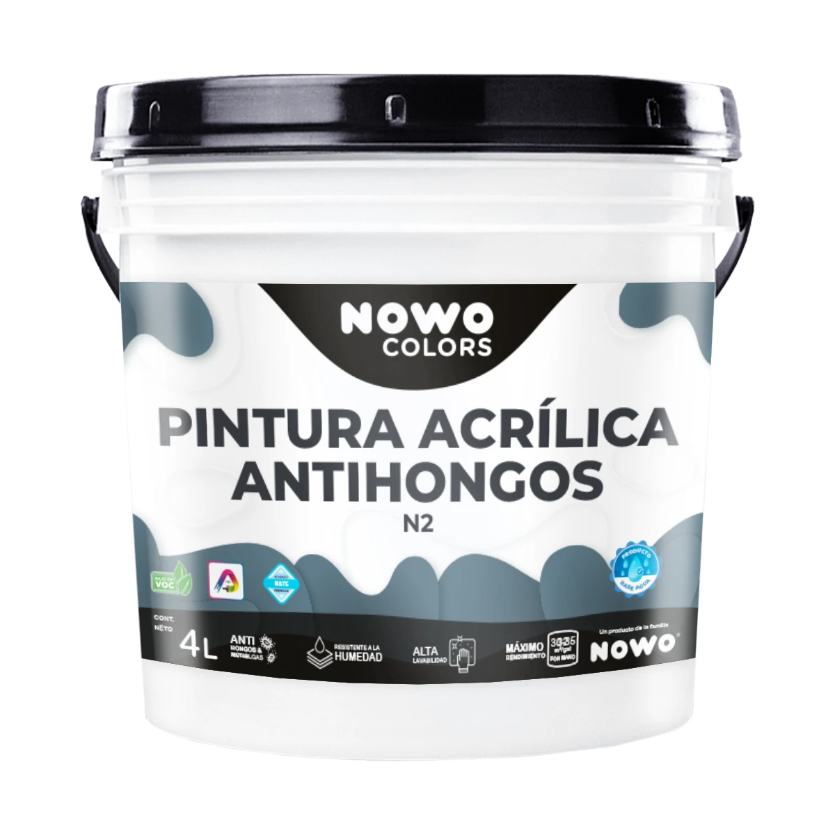 Pintura Acrílica Antihongos N2 Base Agua - Nowo Colors - 4L