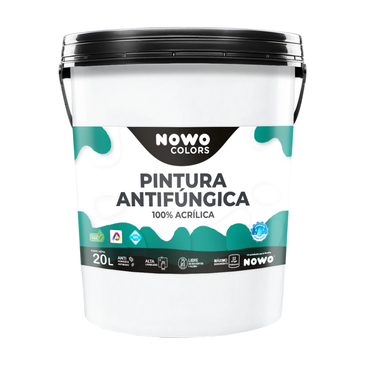 Pintura Antifúngica 100% Acrílica Base Agua - Nowo Colors - 20L