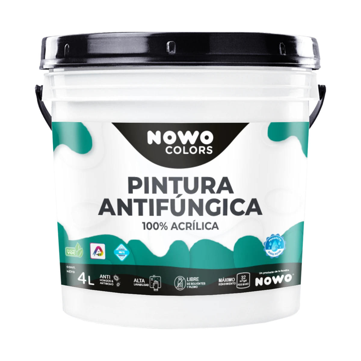 Pintura Antifúngica 100% Acrílica Base Agua - Nowo Colors - 4L