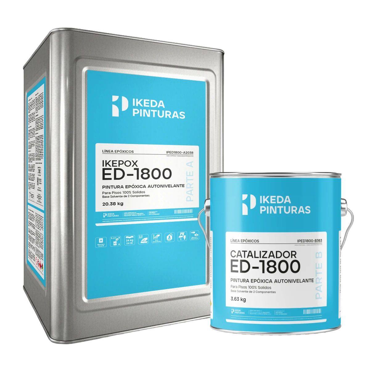 Pintura Epóxica Autonivelante para Pisos 100% Sólidos - Ikepox ED-1800 - Kit 24kg