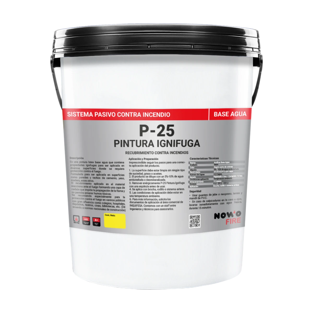 Pintura Ignífuga P-25 - Para Muros y Techos - Nowo Fire - 20L