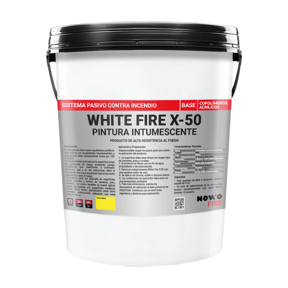 Pintura Intumescente White Fire X-50 - Para Estructuras Metalicas - Nowo Fire - 20L