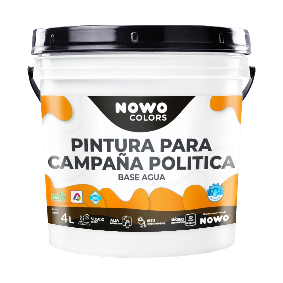 Pintura para Campaña Política Base Agua - Nowo Colors - 4L
