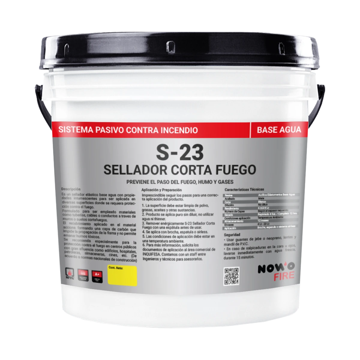 Sellador Ignífugo S-23 | Corta Fuego Intumescente | Nowo Fire 4L